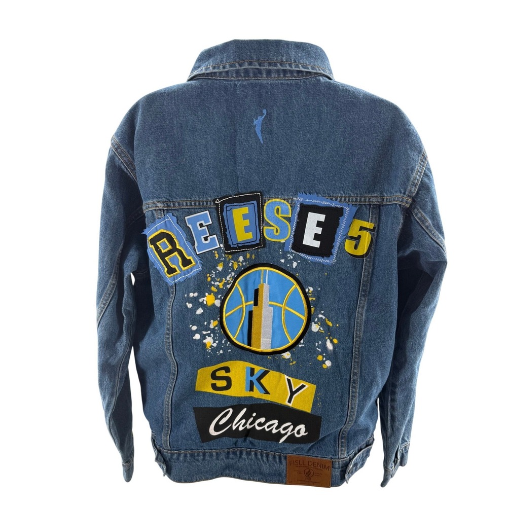 WNBA‎ Chicago Sky Reese 5 Denim Jacket Custom Patches Womens Medium New